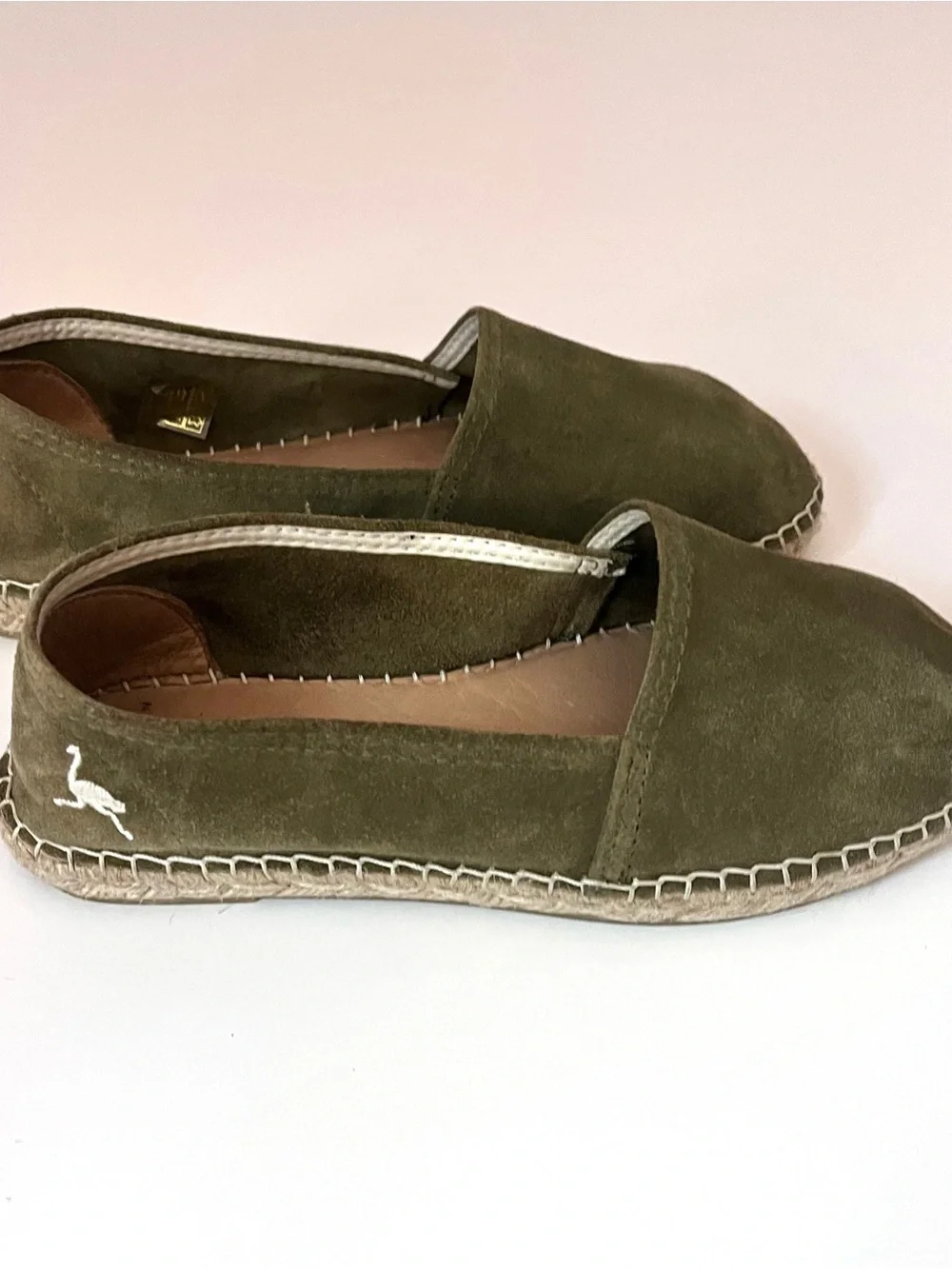 Inkerman NYC Olive Green Suede French Espadrille Flats Made in France EU 38 /7.5